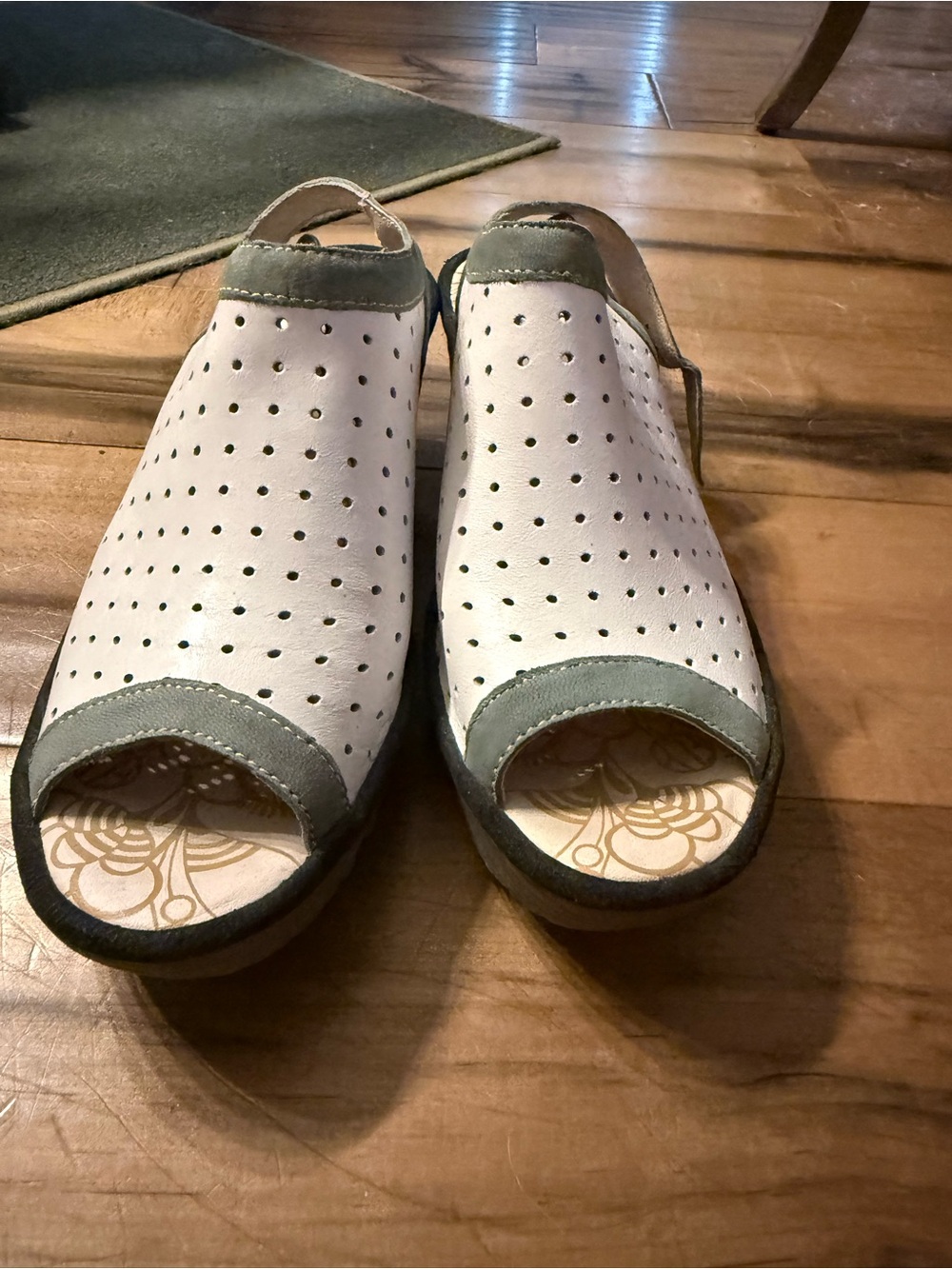 Fly London Women’s White and Gray Perforated Open-Toe Comfort Sandals